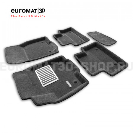 Текстильные 3D коврики Euromat3D Lux в салон для Jaguar E-Pace (2018-) № EM3D-002757G Серые
