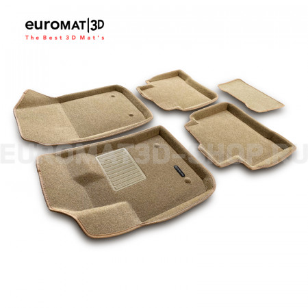 Текстильные 3D коврики Euromat3D Business в салон для Geely Tugella FY11 (2020-) № EMC3D-001408T Бежевые